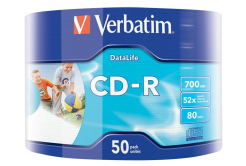 VERBATIM CD-R (opakowanie 50 szt.) Spindle/Extra Protection Datalife Inkjet Printable Wrap /52x/700MB WRAP