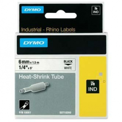 Dymo Rhino 18051, S0718260, 6mm x 1,5m czarny druk / biały podkład, taśma oryginalna