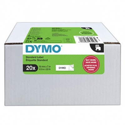 Dymo D1 2231632, 12mm x 7m, czarny druk / biały podkład, taśma oryginalna, 20szt.