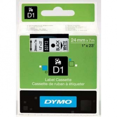 Dymo D1 53713, S0720930, 24mm x 7m czarny druk / biały podkład, taśma oryginalna