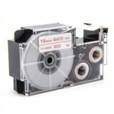 Taśma zamiennik Casio XR-18WER 18mm x 8m czerwony druk / biały podkład