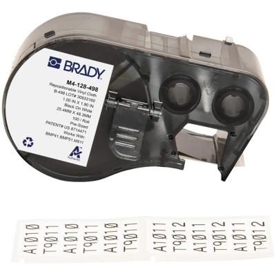 Brady M4-128-498 / 170792, 48.26 mm, Vinyl, czarny druk / biały podkład