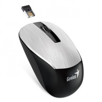 Genius Mysz NX-7015 31030019404, 1600DPI, 2.4 [GHz], Optyczne, 3 przyciski, Bezprzewodowa USB, srebrny, AA