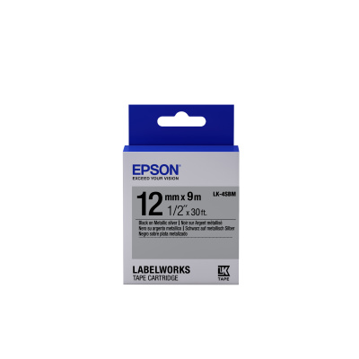 Epson LabelWorks LK-4SBM C53S654019 12mm x 9m, czarny druk / srebrny podkład, fluorescencyjny, taśma oryginalna