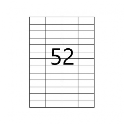 Samoprzylepne etykiety 52,5 x 21,2 mm, 52 etykiet, A4, 100 arkuszy