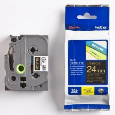 Brother TZ-354 / TZe-354, 24mm x 8m, złoty druk / biały podkład, taśma oryginalna