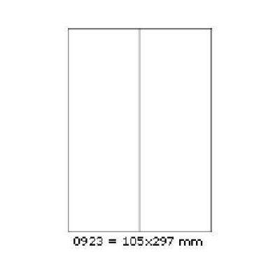 Samoprzylepne etykiety 105 x 297 mm, 2 etykiety, A4, 100 arkuszy