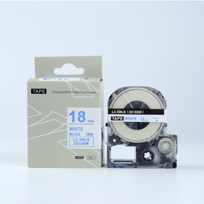 Epson LK-5WLN, SS18BW, 18mm x 9m, niebieski druk / biały podkład, taśma zamiennik