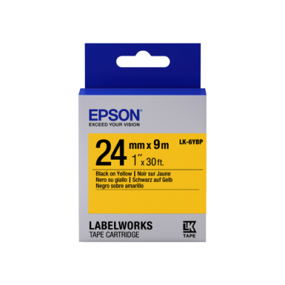 Epson LabelWorks LK-6YBP C53S656005 24mm x 9m, czarny druk / pastelowe żółty podkład, taśma oryginalna