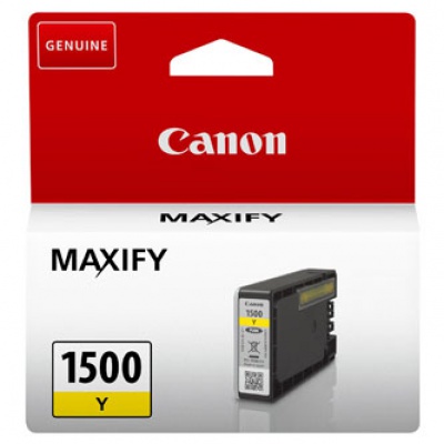 Canon tusz oryginalna PGI-1500 Y, yellow, 300 stron, 4.5ml, 9231B001, Canon MAXIFY MB2050,MB2150,MB2155,MB2350,MB2750,MB2755
