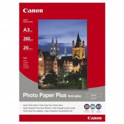 Canon SG-201 Photo Paper Plus Semi-Glossy, papier fotograficzny, półbłyszczący, satyna, biały, A3, 260 g/m2, 20 szt.