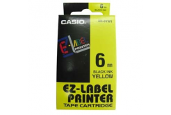 Casio XR-6YW1, 6mm x 8m, czarny druk / żółty podkład, taśma oryginalna
