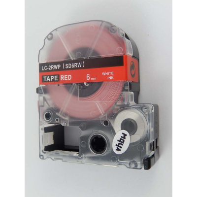 Epson LK-2RWP, SD6RW, 6mm x 9m, biały druk / czerwony podkład, taśma zamiennik