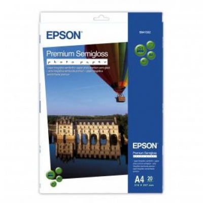 Epson S041332 Premium Semigloss Photo Paper, papier fotograficzny, półpołysk, biały, A4, 251 g/m2, 20 szt.