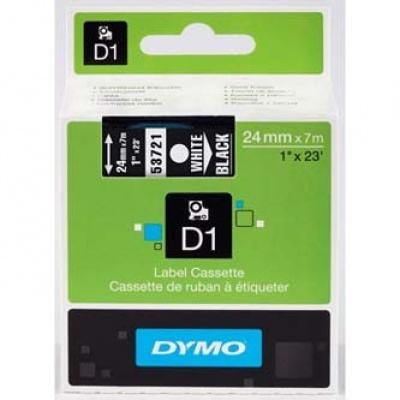 Dymo D1 53721, S0721010 , 24mm x 7m biały druk / biały podkład, taśma oryginalna