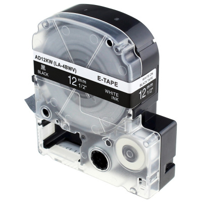 Epson LK-4BWV, SD12KW, C53S654009, 12mm x 9m, biały druk / czarny podkład, taśma zamiennik