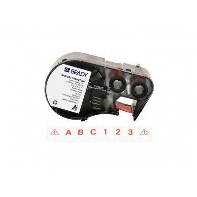 Brady M4C-500-595-WT-RD / 170819, 12.70 mm x 7.62 m, Winyl, czerwony druk / biały podkład