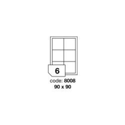Samoprzylepne etykiety R0100.8008, 90 x 90 mm, 6 etykiet, A4, 100 arkuszy