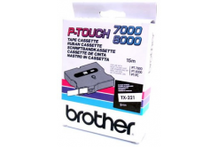 Brother TX-221, 9mm x 8m, czarny druk / biały podkład, taśma oryginalna