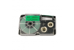 Casio XR-12FGN , 12mm x 8m, czarny druk / sygnał zielony podkład, taśma zamiennik