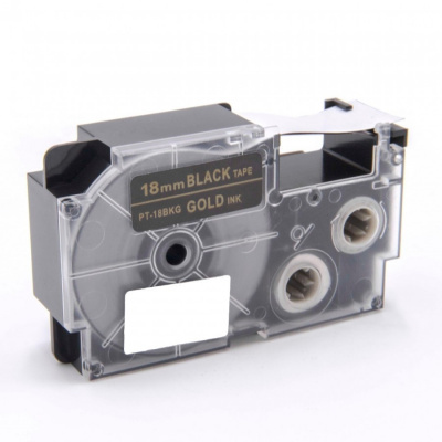 Taśma zamiennik Casio XR-18BKG 18mm x 8m złoty druk / biały podkład