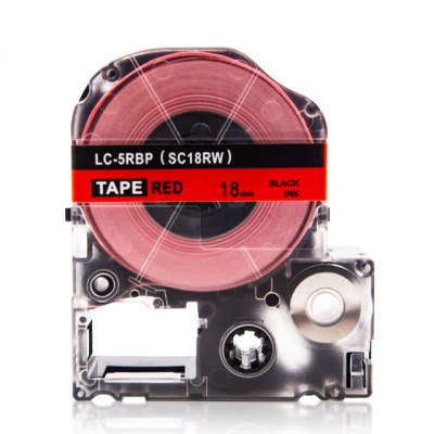 Epson LK-SC18RW, 18mm x 9m, czarny druk / czerwony podkład, taśma zamiennik