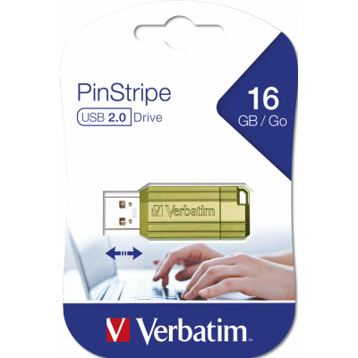 Verbatim USB flash disk, USB 2.0, 128GB, Store,N,Go PinStripe, zelený, 49462, pro archivaci dat