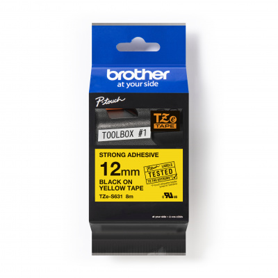 Brother TZ-S631 / TZe-S631 Pro Tape, 12mm x 8m, czarny druk/żółty podkład, taśma oryginalna
