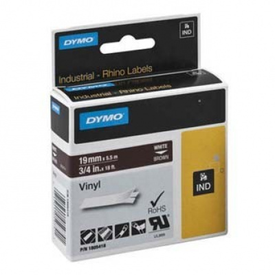 Dymo Rhino 1805418, 19mm x 5,5m, biały druk / brązowy podkład, taśma oryginalna