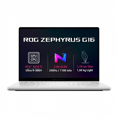 ASUS ROG Zephyrus G16/GU606AR-TB011W/U9-386H/16"/2560x1600/32GB/1TB/RTX 5070Ti/W11H/Biały/2R