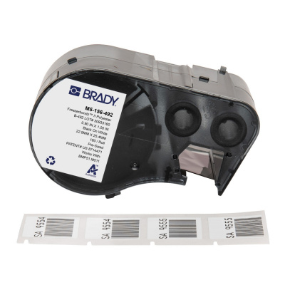 Brady M5-156-492 / 170892, 22.86 mm, Polyester, czarny druk / biały podkład
