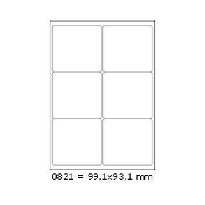 Samoprzylepne etykiety 99,1 x 93,1 mm, 6 etykiet, A4, 100 arkuszy