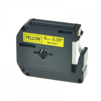 Taśma zamiennik Brother MK-621, 9mm x 8m, czarny druk / żółty podkład