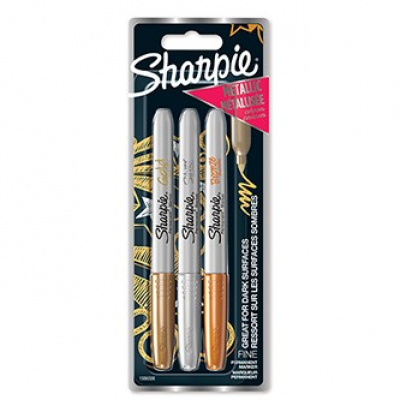 Sharpie 1986006, marker Metallic, mix kolorów, 3szt., 1.4mm, permanentny