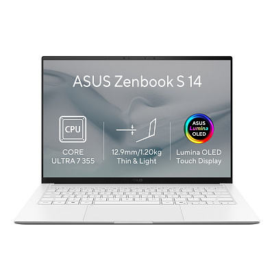 ASUS Zenbook S14 OLED/UX5406AA-OLED465XZ/U7-355/14"/2880x1800/T/32GB/1TB/Intel int/W11P/White/2R