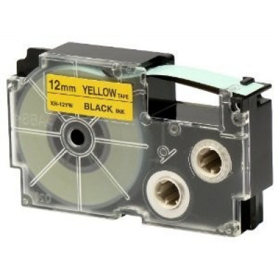 Casio XR-12YW1, 12mm x 8m, czarny druk / żółty podkład, taśma oryginalna