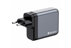 Verbatim GaN 32203, podróżna ładowarka sieciowa, USB 3.0, USB C, szary, 140 W, wymienne widelce C,G,A