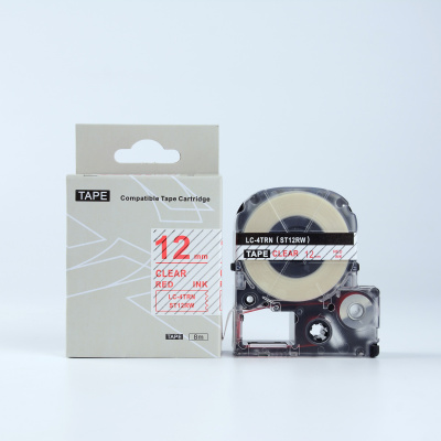 Epson LK-4TRN, ST12RW, 12mm x 9m, czerwony druk / przezroczysty podkład, taśma zamiennik