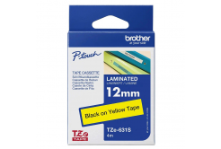 Brother TZe-631S, 12mm x 4 m, czarny druk / żółty podkład, taśma oryginalna