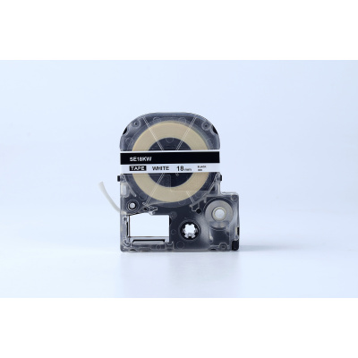 Epson SE18KW, 18mm x 8m, czarny druk / biały podkład, taśma zamiennik