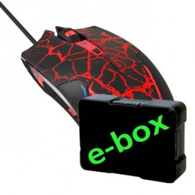 E-blue Mysz Cobra EMS624BKCA-IU, 2500DPI, optyczna, 6 przycisków, przewodowy USB, czarno-czerwony, gamingowa, e-box