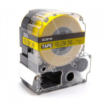 Epson LK-7YBP, SC36YW, C53S657005, 36mm x 9m, czarny druk / żółty podkład, taśma zamiennik