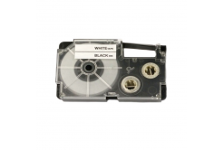 Casio XR-18HMWE, 18mm x 5,5m czarny druk / biały podkład, elastyczny taśma zamiennik