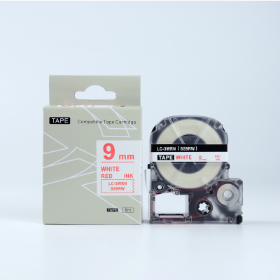 Epson LK-3WRN, SS9RW, C53S653008, 9mm x 9m, czerwony druk / biały podkład, taśma zamiennik