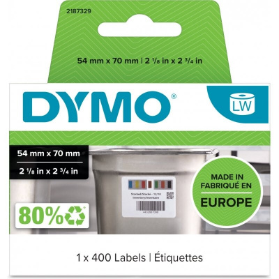 Dymo 2187329, 54mm x 70mm, 400szt., białe usuwalne etykiety do kontroli żywności