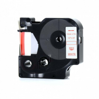 Taśma zamiennik Dymo 45015, S0720550, 12mm x 7m czerwony druk / biały podkład