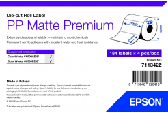 Epson 7113422 PP Matte, dla ColorWorks, 210x297mm, 184szt., polipropylen, biały etykiety samoprzylepne