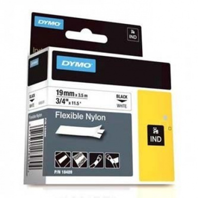 Dymo Rhino 18489, 19mm x 3.5m, czarny druk / biały podkład, taśma oryginalna