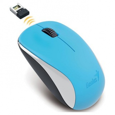 Genius Mysz NX-7000 31030109109, 1200DPI, 2.4 [GHz], optyczna, 3 przyciski, bezprzewodowy, niebieski, Blue-Eye czujnik