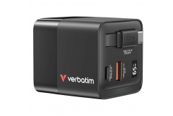 VERBATIM GaN Nabíječka do sítě, S kabelem, USB-C, USB-A, černá